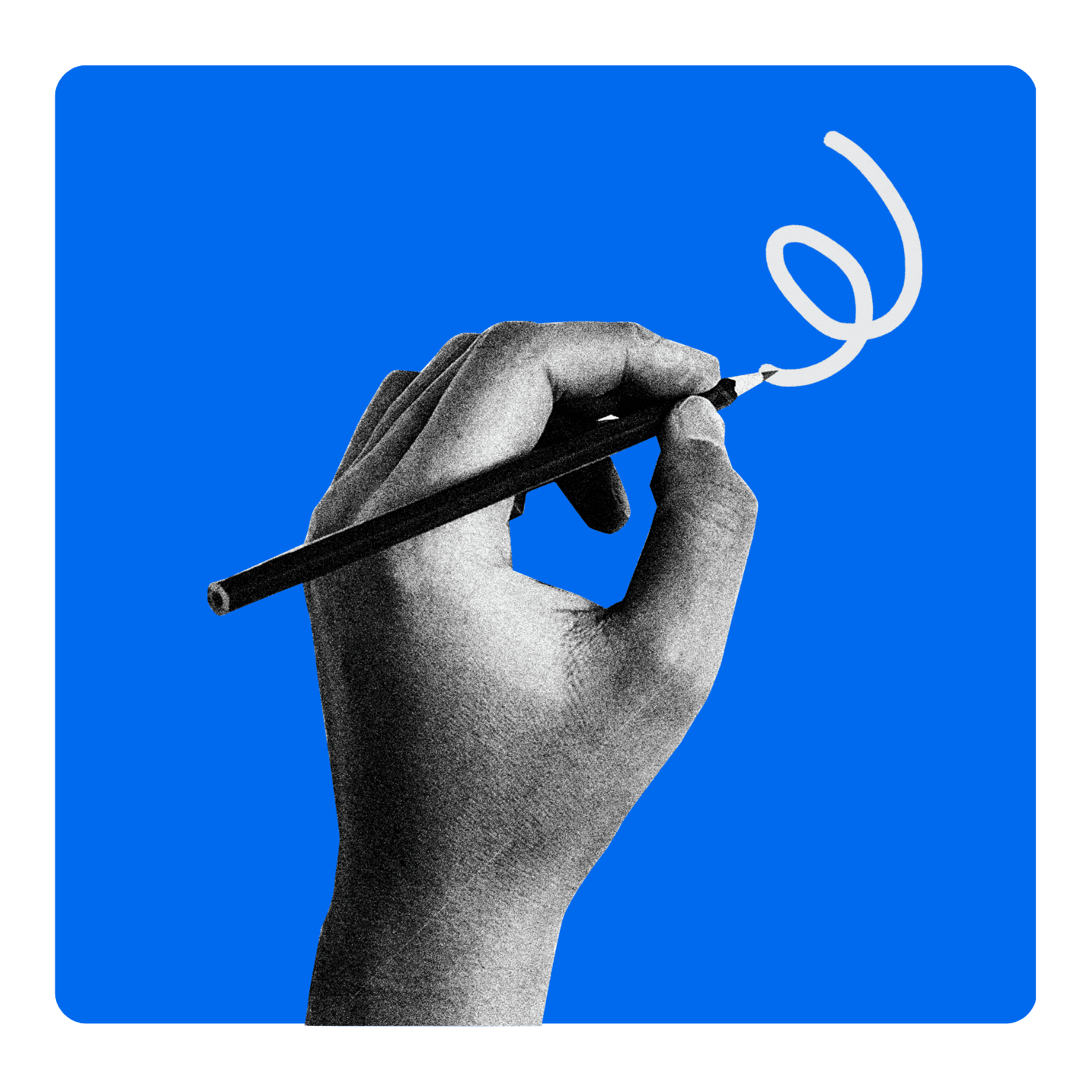 Mano dibujando una idea sobre fondo azul