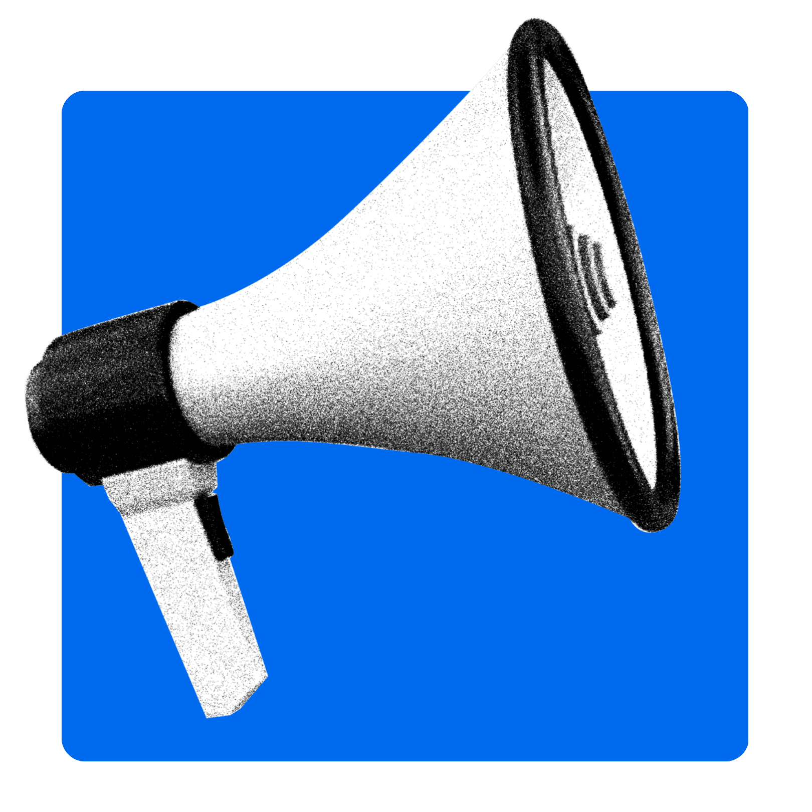 Megáfono sobre fondo azul